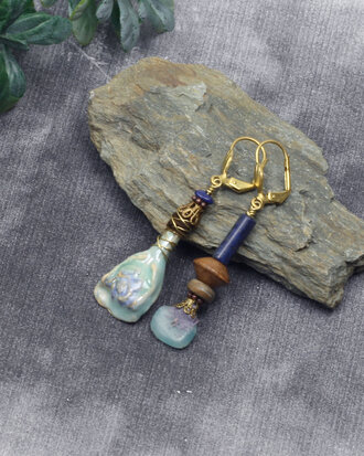 Boho lapis lazuli oorbellen