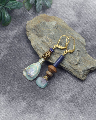 Boho lapis lazuli oorbellen