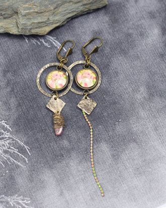 Vintage bloemen oorbellen