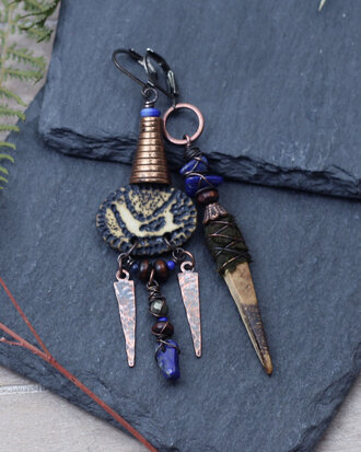 Boho oorbellen met lapis lazuli