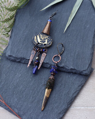 Boho oorbellen met lapis lazuli