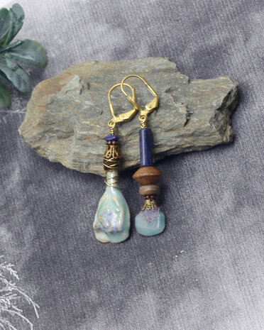 Boho lapis lazuli oorbellen
