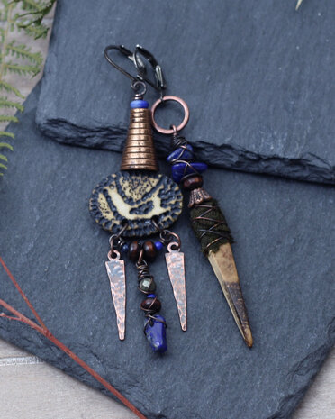 Boho oorbellen met lapis lazuli