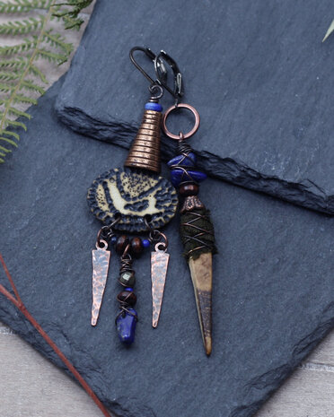 Boho oorbellen met lapis lazuli