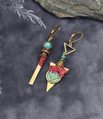 Boho oorhangers met turquoise